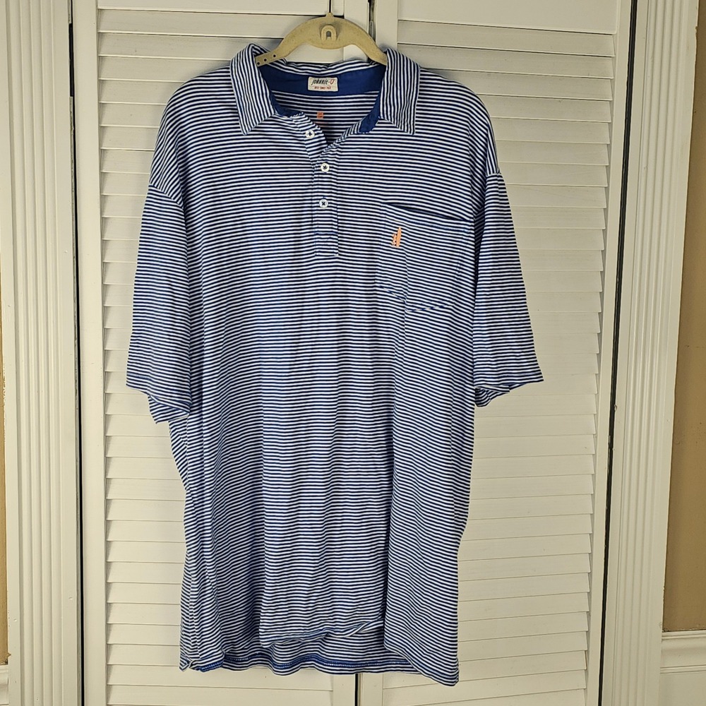 Johnnie-O Mens Blue Riptide Jack Striped Polo Golf Shirt XL